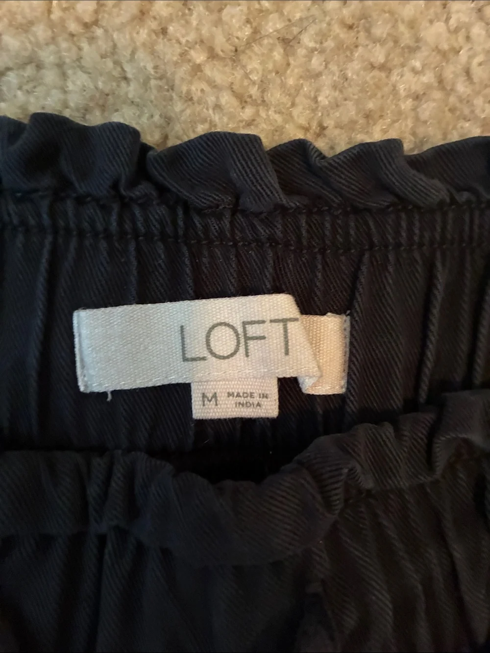 LOFT Black High-Rise Drawstring Shorts